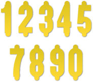 Yellow Flat Cut Numbers (1½")
