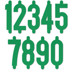 Green Flat Cut Numbers (3")