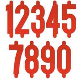 Bright Red Flat Cut Numbers (3")