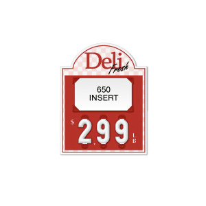 Deli Fresh Price Tag with Checkerboard Backgroud (Red and White - 3-digit 1" Numbers) - Printed "LB"