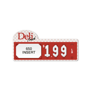 Deli Fresh Longjohn Price Tag with Checkerboard Backgroud (Red and White - 4-digit 1" Numbers) - Printed "LB"