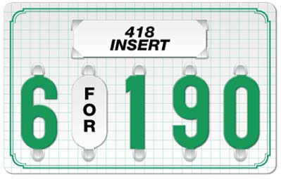 White Price Tag with Green Grid and Border (5-digit 3" Numbers)