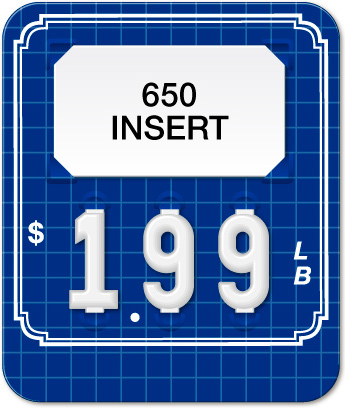Blue Price Tag with White Grid and Border (3-Digit) - Printed "LB'