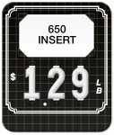 Black Price Tag with White Grid and Border (3-Digit) - Printed "LB'