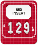 Red Price Tag with White Grid and Border (3-Digit) - Printed "LB'