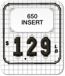 White Price Tag with Black Grid and Border (3-Digit) - Printed "LB'