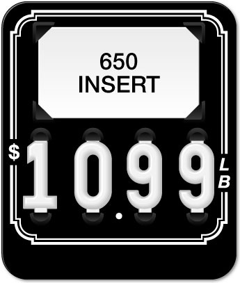 Black Price Tag with White Grid and Border (4-Digit)