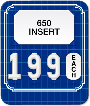 Blue Price Tag with White Grid and Border (4-digit 1" Numbers)