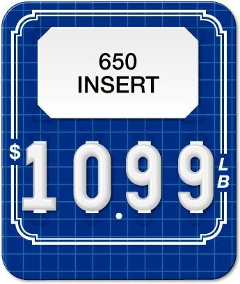 Blue Price Tag with White Grid and Border (4-Digit) - Printed "LB'