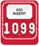 Red Price Tag with White Grid and Border (4-Digit)