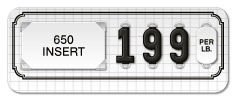 White Longjohn Price Tag with Black Grid and Border (4-digit)