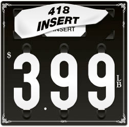 Black Decorative Border Price Tag (3-digit 3" Numbers) - Printed "LB"