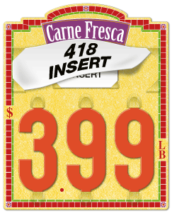 La Cocina Carne Fresca Price Tag (3-digit 3" Numbers) - Printed "LB"
