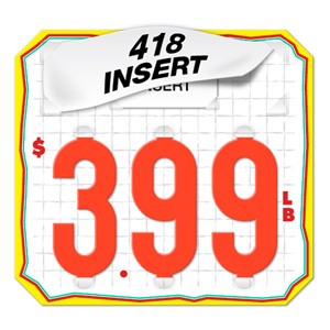 Fiesta Border Price Tag (3-digit 3" Numbers) - Printed "LB" (T66B1G Border 1)
