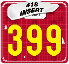 Red Price Tag with White Grid and Border (3-digit 3" Numbers) - Printed "LB"