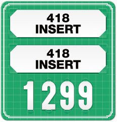 Green Dual Insert Price Tag with White Grid and Border (4-digit)