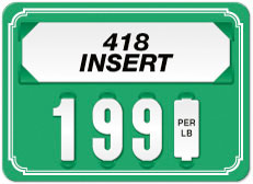 Green Price Tag with White Border (4-digit)