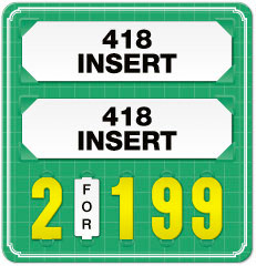 Green Dual Insert Price Tag with White Grid and Border (5-digit)