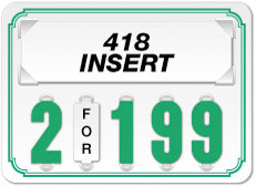 White Price Tag with Green Border (5-digit)