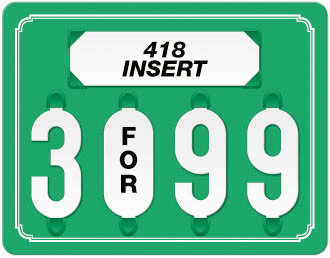 Green Price Tag with White Border (4-digit 3" Numbers)