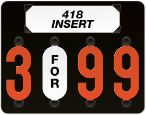 Black 44 Style Solid Color Price Tag (4-digit 3" Numbers)