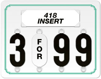 White Price Tag with Green Border (4-digit 3" Numbers)