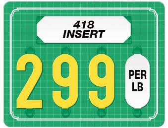 Green Price Tag with White Grid and Border (4-digit 3" Numbers)