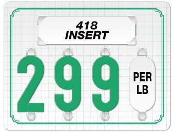 White Price Tag with Green Grid and Border (4-digit 3" Numbers)