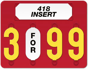 Red 44 Style Solid Color Price Tag (4-digit 3" Numbers)