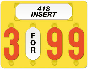 Yellow 44 Style Solid Color Price Tag (4-digit 3" Numbers)