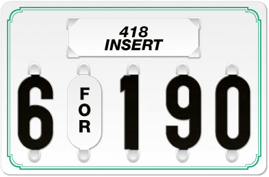 White Price Tag with Green Border (5-digit 3" Numbers)