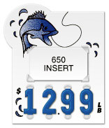 White Price Tag with Fish Graphic (4-digit 1" Numbers) - Printed "LB"