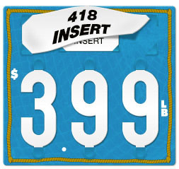 Blue Price Tag with Rope Border (3-digit 3" Numbers) - Printed "LB"