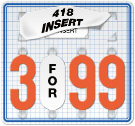 White Price Tag with Blue Grid and Border (4-digit 3" Numbers)